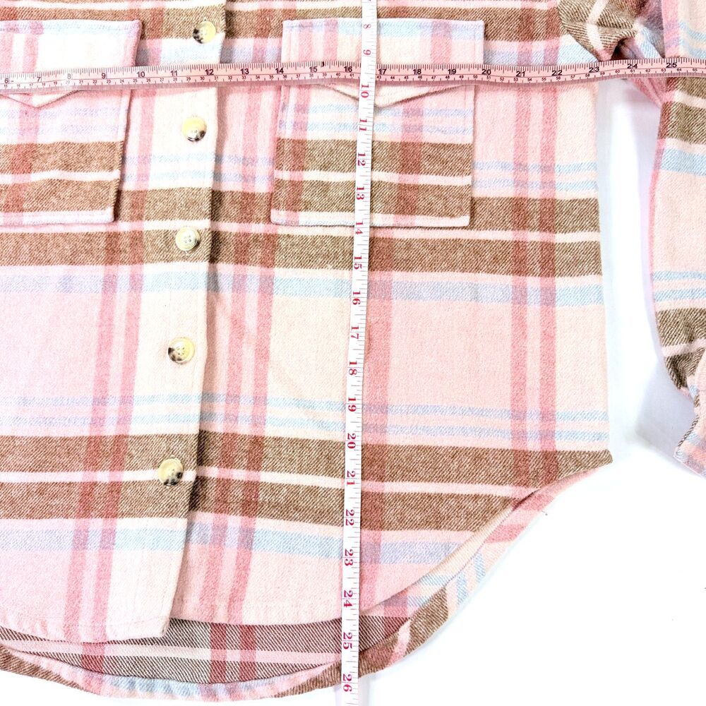 Barbiecore Shacket Pink Plaid Retro‎ Logo Oversized Flannel Barbie Small - Picture 8 of 11